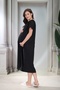 New Season Black Short Sleeve Buttoned Design Scallop Linen Summer 100% Cotton Maternity Nightgown - 4