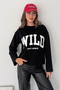 Women's Wild Printed Crew Neck Long Sleeve Sweatshirt