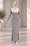 Women's Polo Collar Tricot Dress with Ruffle Detail