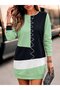 Women's long sleeve crew neck multicolor modal tunic dress - 3