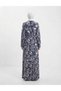 Tesettür Prayer Dress Mother Navy Blue Geometric Patterned Double Breasted - 4
