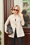 Women's Hakim Collar Flato Pocket Single Button Long Sleeve Jacket-Stone