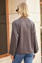 Women's Modal Scuba Wrap Double-Breasted Buttoned Off-Shoulder Cardigan-Anthracite - 4