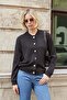 Women's Thick Modal High Collar Long Sleeve Skirt Elasticated Coat-Black - 2