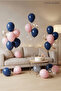 20-Piece Navy Blue Pink Transparent Balloon Set with Gold Confetti Birthday Party Event Decoration Set Stylish Organization Decor - 3