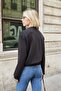 Women's Thick Modal High Collar Long Sleeve Skirt Elasticated Coat-Black - 5