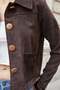 Women's Velvet Denim Collared Pocketed Long Sleeve Short Jacket-Brown - 7