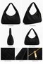 Black Women's Genuine Suede Knitted Textured Shopper Shoulder Bag - 3