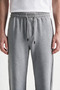 Men's Baggy Gray Sweatpants Winter Style with Side Piping and Zipper Pockets - 2