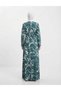 Hijab Prayer Dress Mother Green Leopard Patterned Double Breasted - 4
