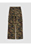 Soulife Green Camouflage Patterned Women's Cargo Jean Trousers - 2