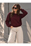 Women's Burgundy Sweat Modal Fabric Oversize Basic Crew Neck Sweatshirt