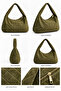 Khaki Women's Genuine Suede Knitted Textured Hobo Shoulder Bag - 3