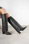 Belva Black Leather Boots with Removable Apparatus, Heeled, Pointed Toe, Zippered Women's Shoes - 4