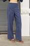 Women's Crush Cupra High-Pocket Elastic Waist Wide-Leg Trousers-Navy Blue - 5