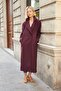 Women's Cashmere Wrap Coat with Lining and Pockets - Plum