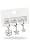 Brass Zircon Stone Star Model Silver Color 3-Piece Double Women's Earring Set - 3