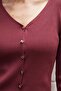 Women's Stretchy Knitwear Buttoned Long Sleeve Cardigan-Burgundy - 6