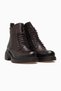 Women's Leather Lace-Up Zippered Boots 26K 2552205K Brown - 5
