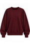 Women's Burgundy Sweat Modal Fabric Oversize Basic Crew Neck Sweatshirt - 6