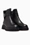 Women's Leather Thick Sole Buckle Zipper Boots 26K 2452611K Black - 5