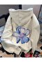 Women's Blue-Pink Floral Printed Hooded Sweatshirt - 3