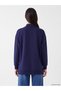 Ozmarka New Season Navy Blue High Collar Women's Sweatshirt Tunic - 4