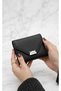 Kuki Cat Buckle Faux Leather Women's Wallet & Card Holder-Black-Anthracite-Purple - 4