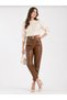 Women's Faux Leather Belted Carrot Pants - 4