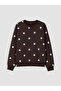 Ozmarka New Season Brown Polka Dot Oversize Women's Thick Sweatshirt - 5