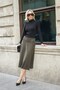 Women's Stretchy Knitwear Half Fisherman Long Sleeve Body Blouse-Black - 2
