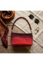Handmade Ombre Gradient Knitted Women's Shoulder Bag - Burgundy/Red Beaded Handle Baguette Bag - 3