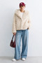 Women's Turn-Down Collar Plush Coat - Beige - 3