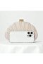 Shell Shaped Evening Clutch Purse, Beige Pleated Design with Gold Hardware, Detachable Chain Strap,F - 5