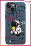 White Cosmic Doodle Patterned Velvet Interior Silicone Case for iPhone 13/14