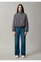 Women's Coffee Color Short Women's Jacket Brown Checkered Jacket