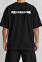 Nevermind Wavy Text Back Print Oversize Black T-Shirt
