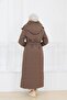 Women's Fur Detailed Belted Montana Fabric Coat - 3