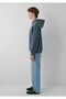 Men's Navy Blue Jeans Hooded Sweatshirt Dark Denim Sweatshirt - 4