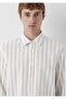 Men's Ecru Striped Shirt Pot Shirt on Antique White Background - 6