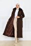 Women's Fur Detailed Belted Montana Fabric Coat - 5