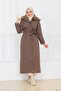 Women's Fur Detailed Belted Montana Fabric Coat - 6