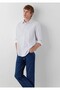 Men's White Striped Shirt Navy Blazer Shirt on White Background - 2