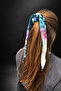 Bym Women's Colorful Marbled Satin Scarf Elastic Ponytail Hair Clip - 3