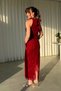 Women's Halter Neck Zebra Sim Patterned Long Evening Dress with Metal Accessories and Zipper and Laces - 2