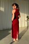 Women's Halter Neck Zebra Sim Patterned Long Evening Dress with Metal Accessories and Zipper and Laces - 5