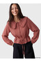 Brown Bebe Collar Plaid Women's Shirt