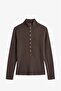 Brown Celis Half Fisherman Snap Fastener Sweater