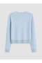 Vizyon New Season Blue Crew Neck Long Sleeve Women's Knitwear Cardigan - 7