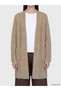 Beige Shawl Collar Plaid Women's Knitwear Plush Cardigan - 3